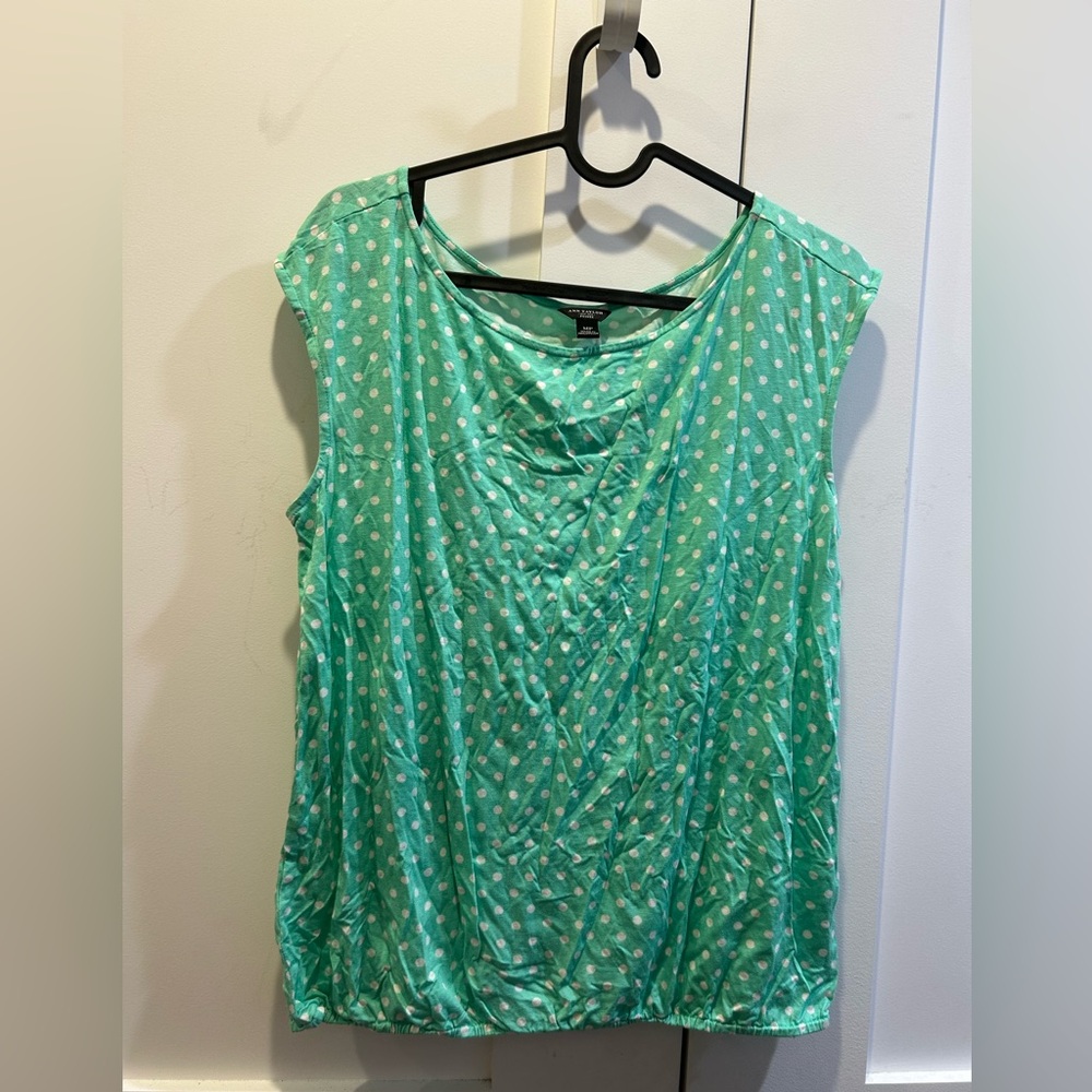 Ann Taylor Mint Green Polka Dot Sleeveless Tank